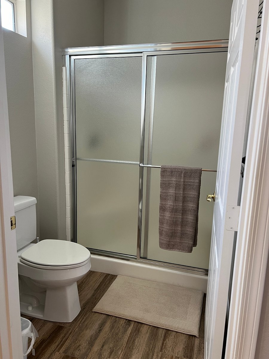 Primary shower is private.