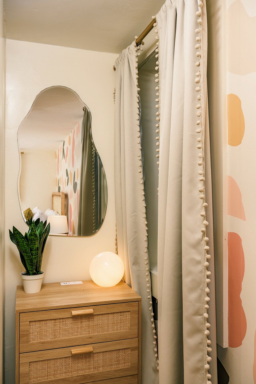 Blackout curtains with small dresser