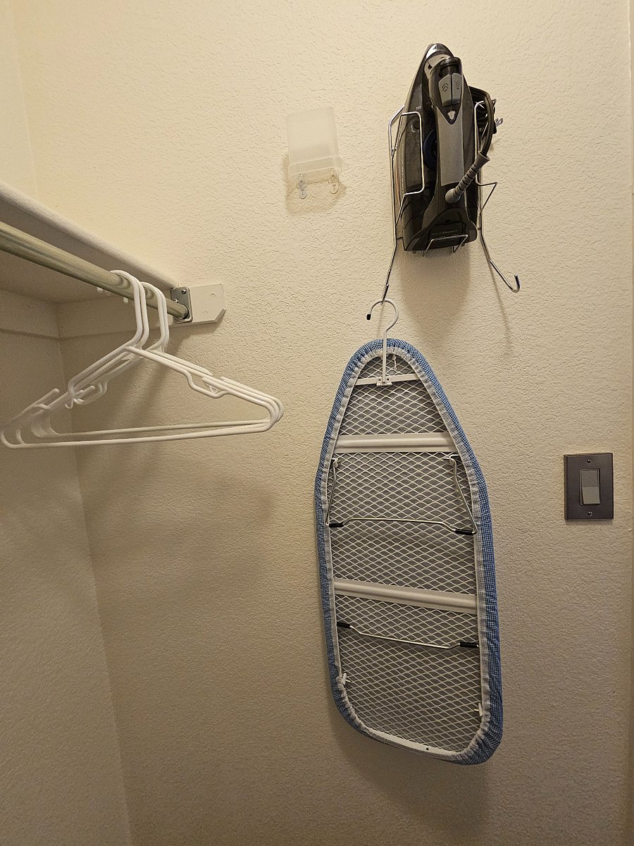 Iron and ironing board is provided.