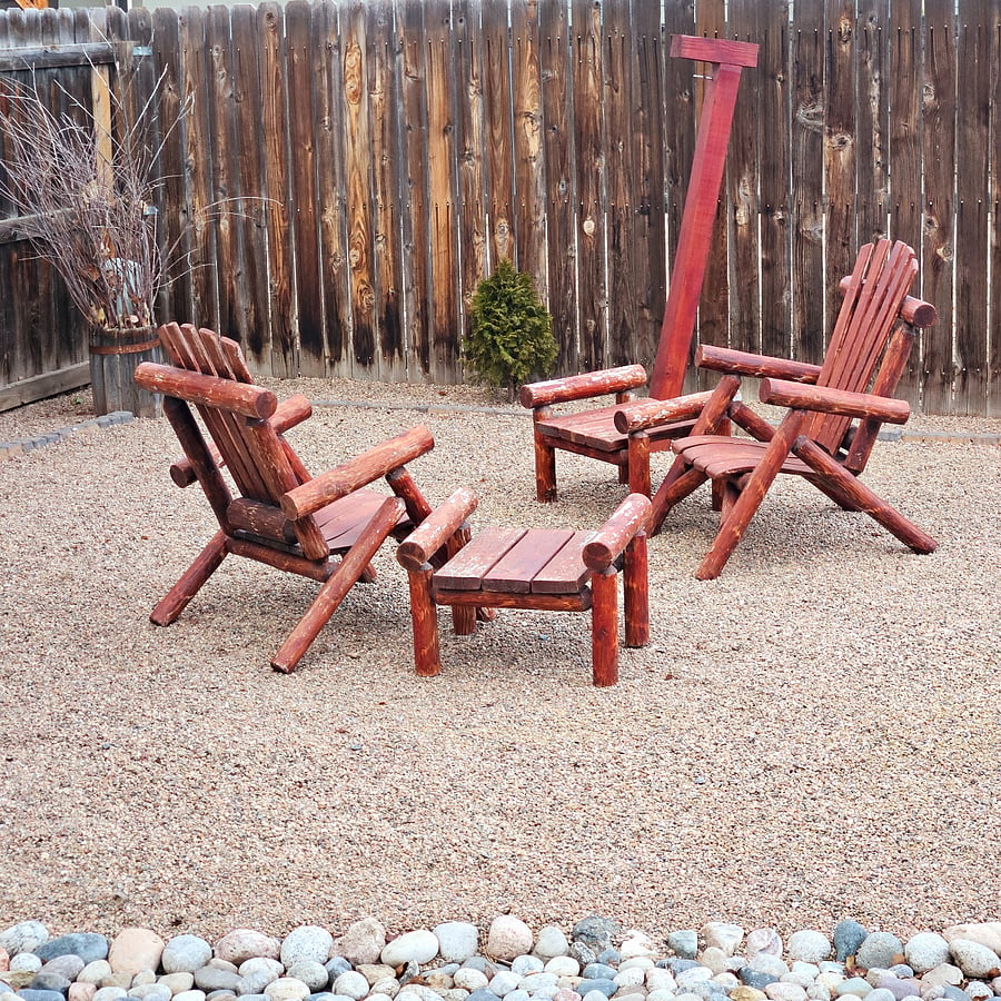 Outdoor seating in the backyard.