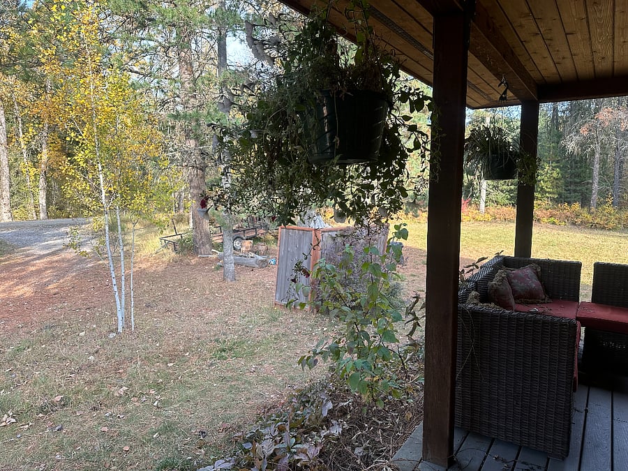 Covered Porch. Great in spring and summer. A bit cold for winter, but provides great storage area.