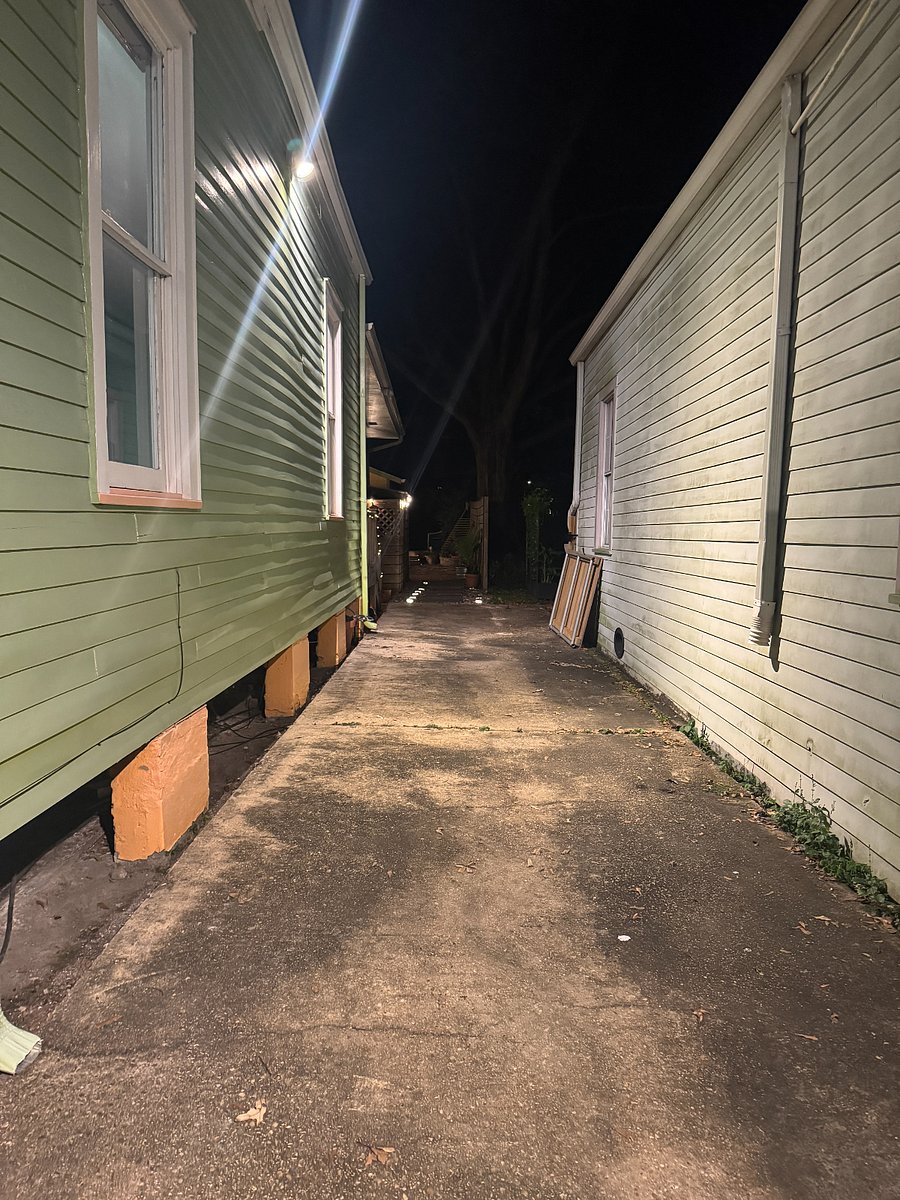 Pathway to Cottage at Night - Well Lit