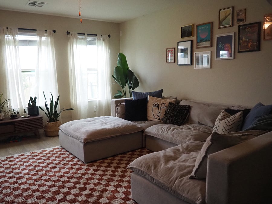 Incredible natural light and thriving plants in the living room.