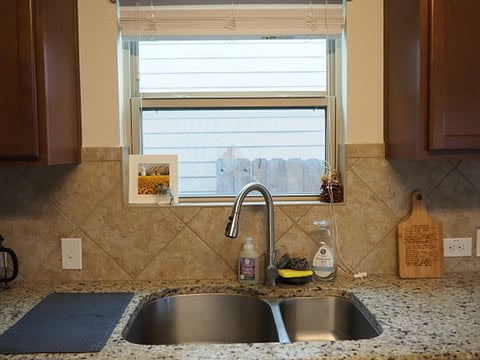 Great sink with garbage disposal.
