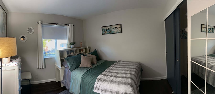 Second bedroom with full size bed. Darkening roll-down window shade.