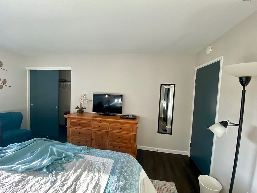 Television with Firestick multimedia player.