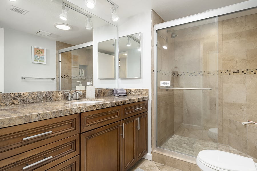 Guest bedroom with walk in shower