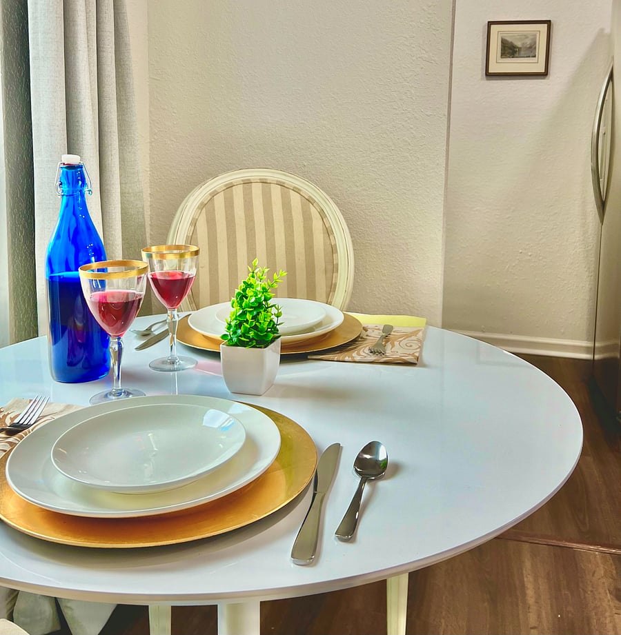 Dinette table set for two.