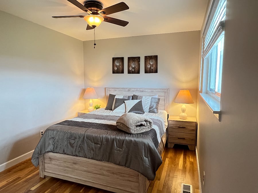 Main upstairs bedroom with queen bed