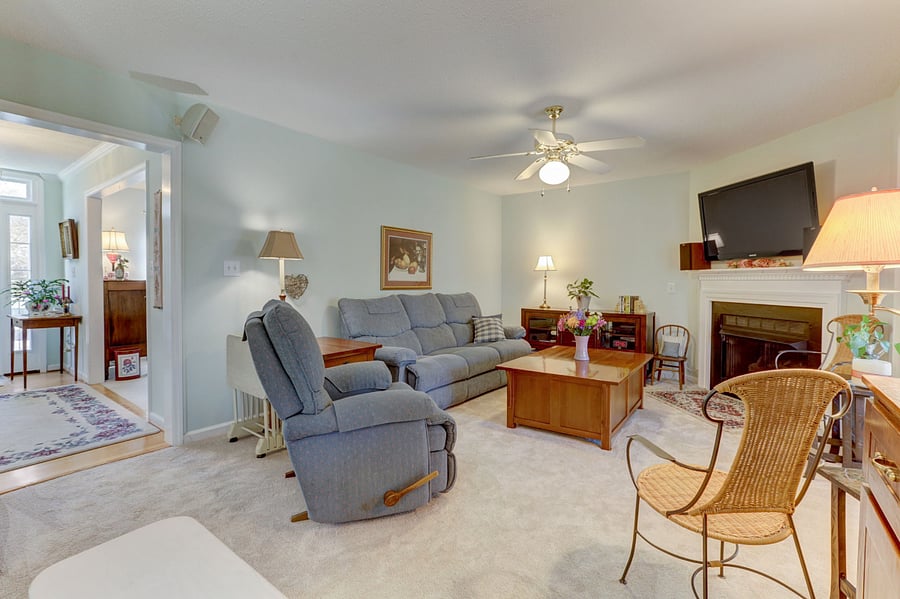 View of family room from kitchen