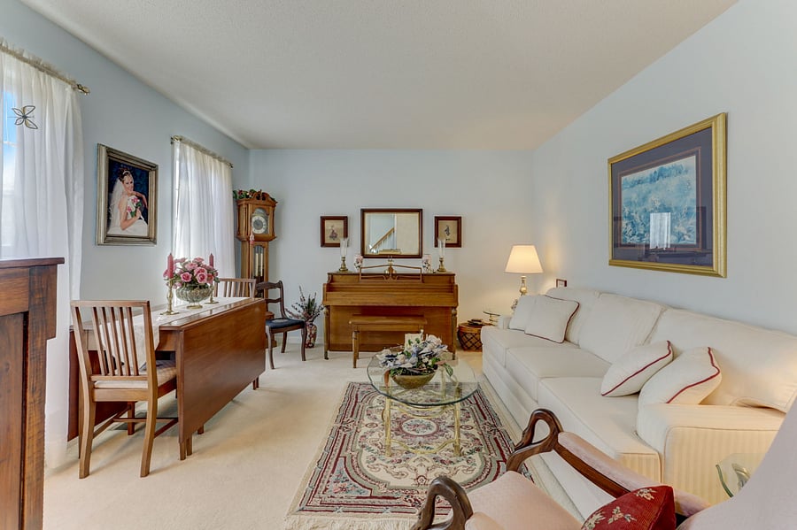 Living room with piano