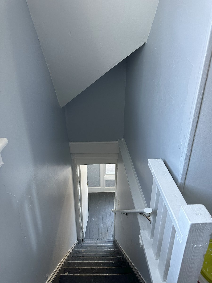 Staircase to private entrance for third floor rooms