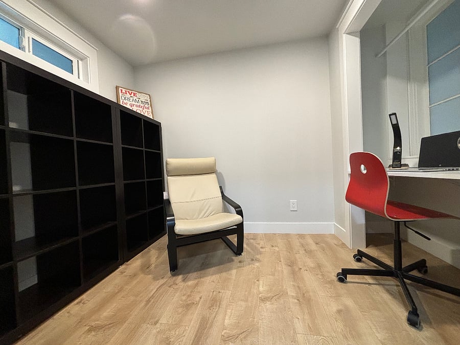 The third room can be used as a bedroom, and can fit a twin sized bed. Or use it as private office or reading room if the water views from the rest of the home is too distracting for you.