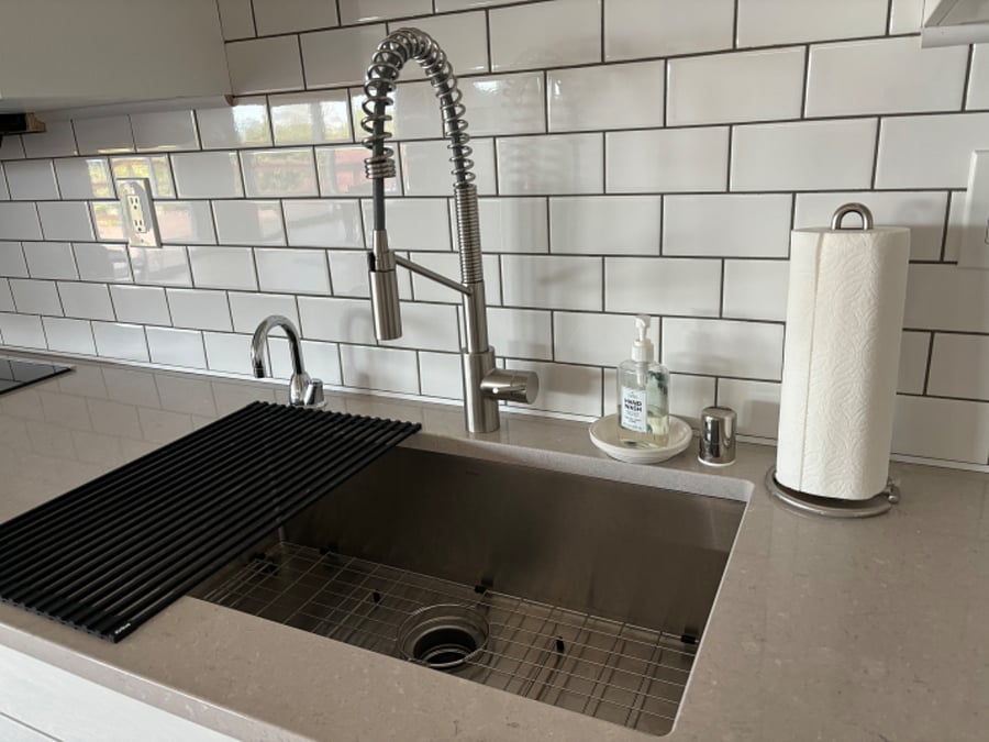 The little faucet on the left provides instant hot water. No need for a kettle.