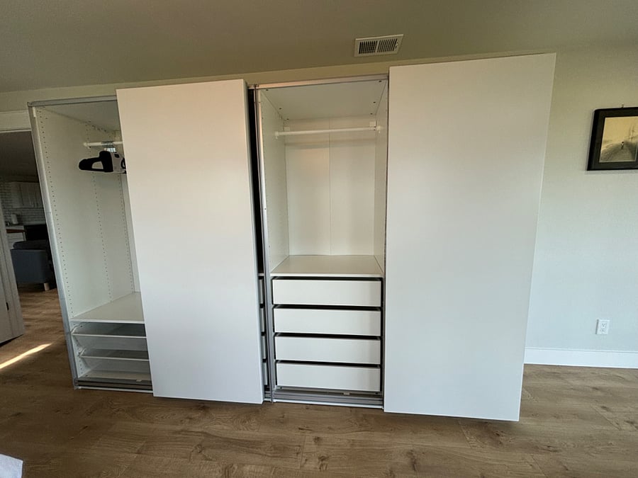 Extra large closets.