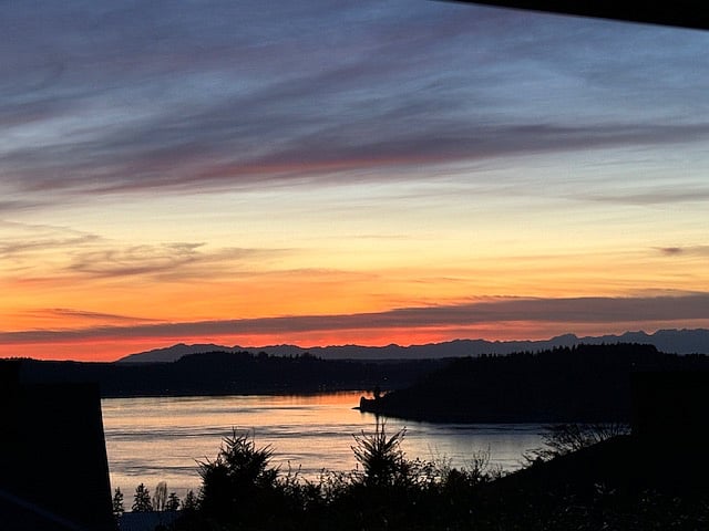 Sunset view from the deck. There is a new view every day.