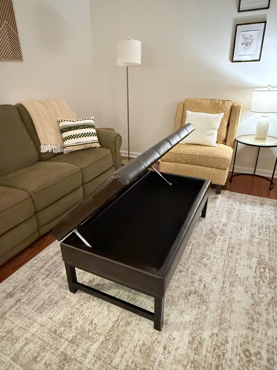 Living room, storage ottoman