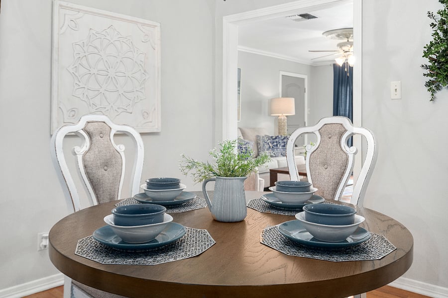 Close up of dining room table.