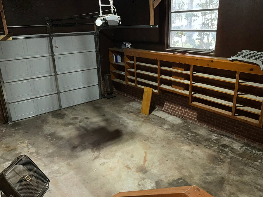 Oversized one car garage with storage