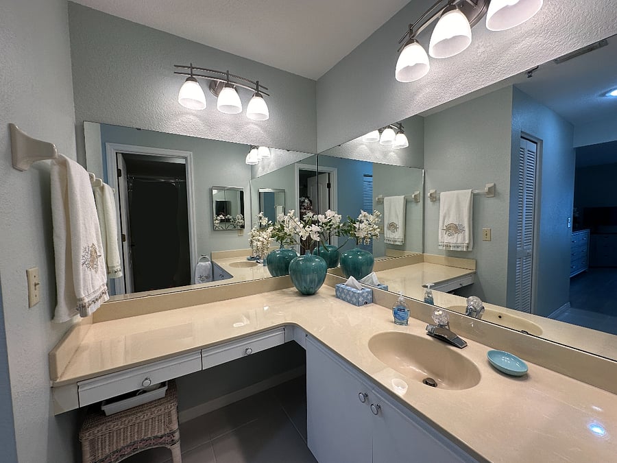 This is the Master Bathroom with a walkin shower. This is attached to the King Bedroom.