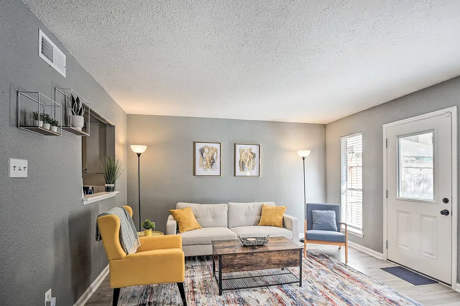 Sit back and relax in this cozy living room with comfortable seating, a Smart TV and high speed WiFi.