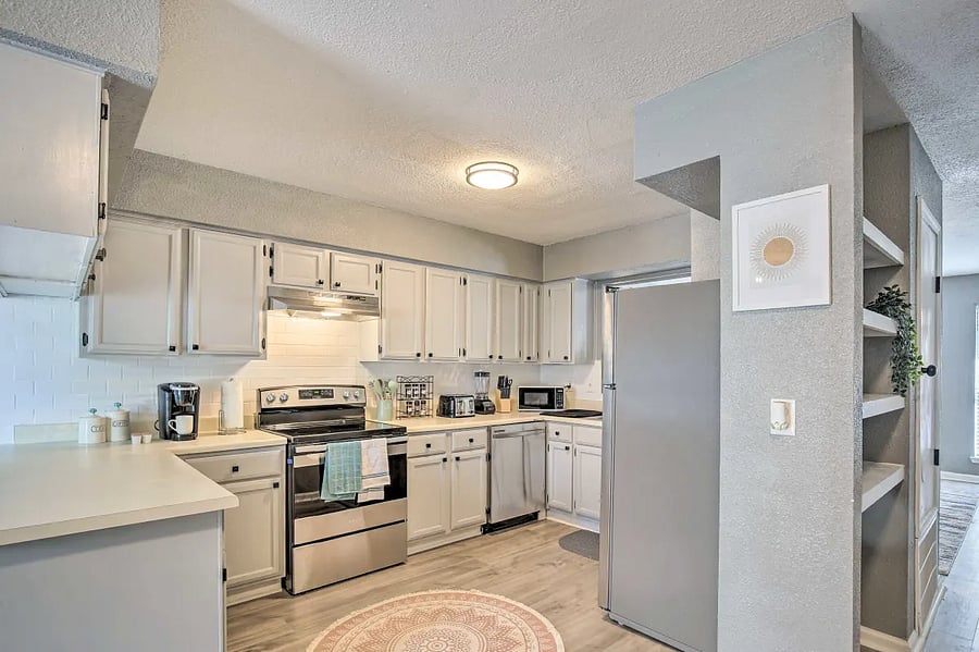 The kitchen provides all the essentials you need to cook, bake, or store just about anything during your stay.