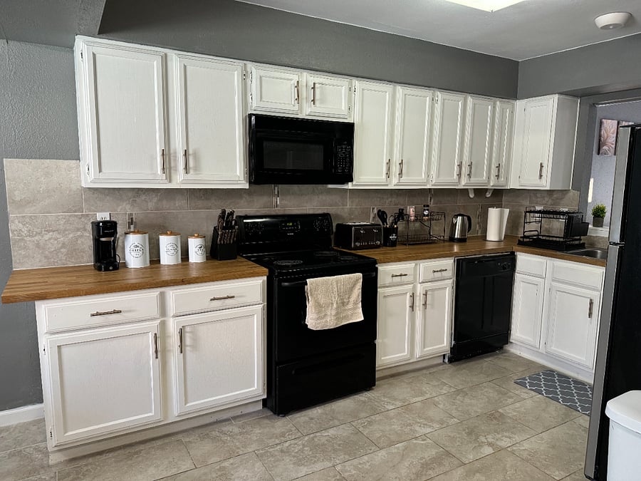 The kitchen provides all the essentials you need to cook, bake, or store just about anything during your stay.