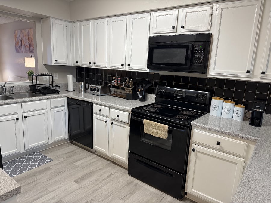 The kitchen provides all the essentials you need to cook, bake, or store just about anything during your stay.