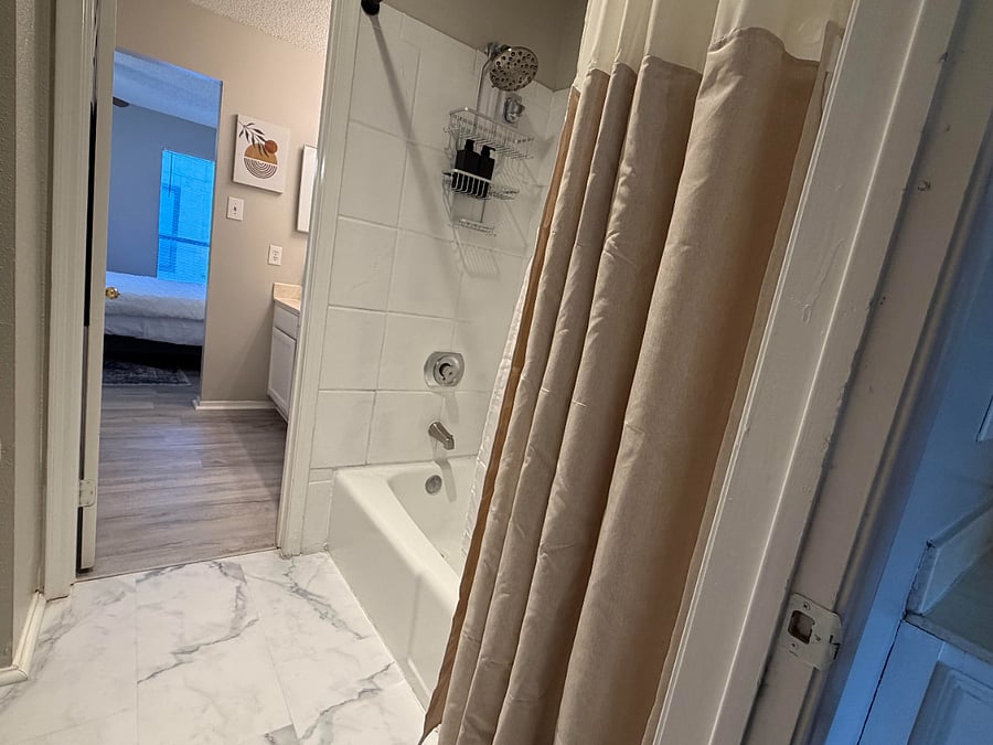 Each bedroom has a private sink, large mirror, towels, plenty of storage and a spacious walk-in closet, just for you! There is a jack and jill bathroom with a shower/tub and toilet.