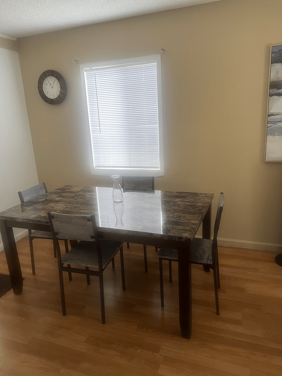 Private Dinning area with marble table and sitting for 4-8 for dinner. 