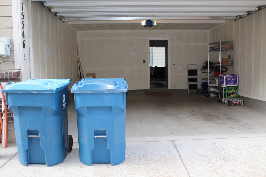 Trash & Recycle Cans placed here on Wednesday night, Trash Pickup Thursday AM