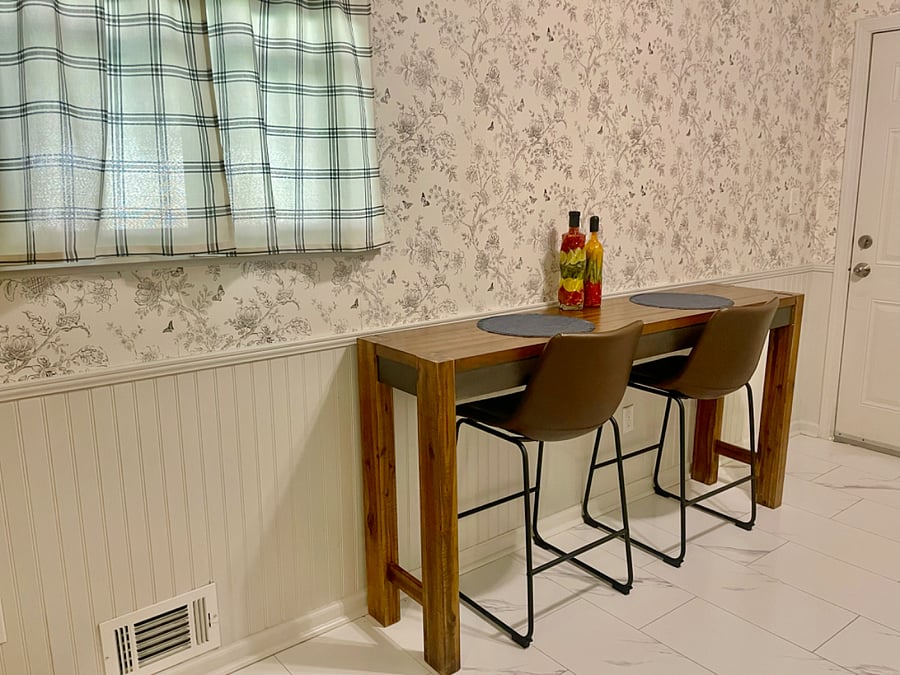 Coffee, bar area for dinner or snacks or just plain coffee