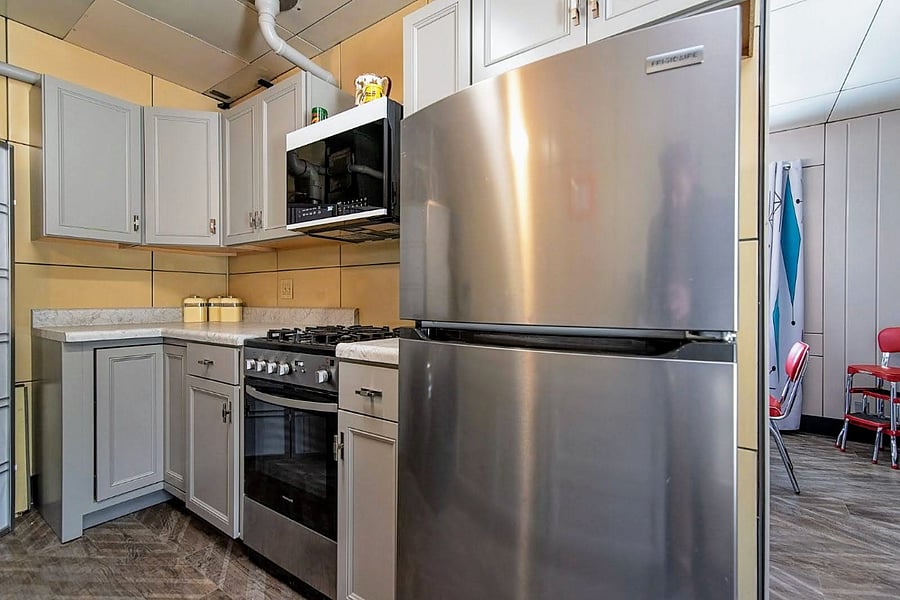 Galley kitchen is directly off the dining room