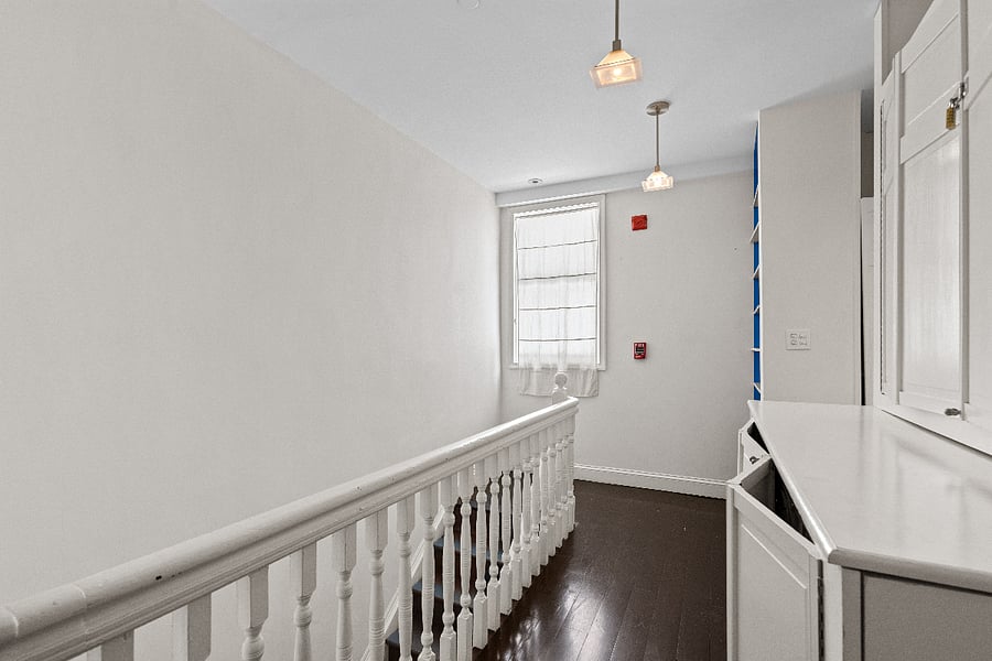 3rd floor hallway with washer and dryer and main closet (on the right, not pictured)