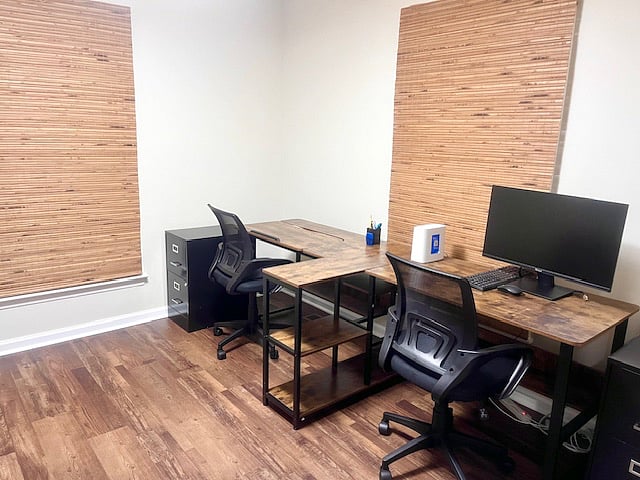 Digital workers will enjoy this large and private work office with 2 desks and monitor