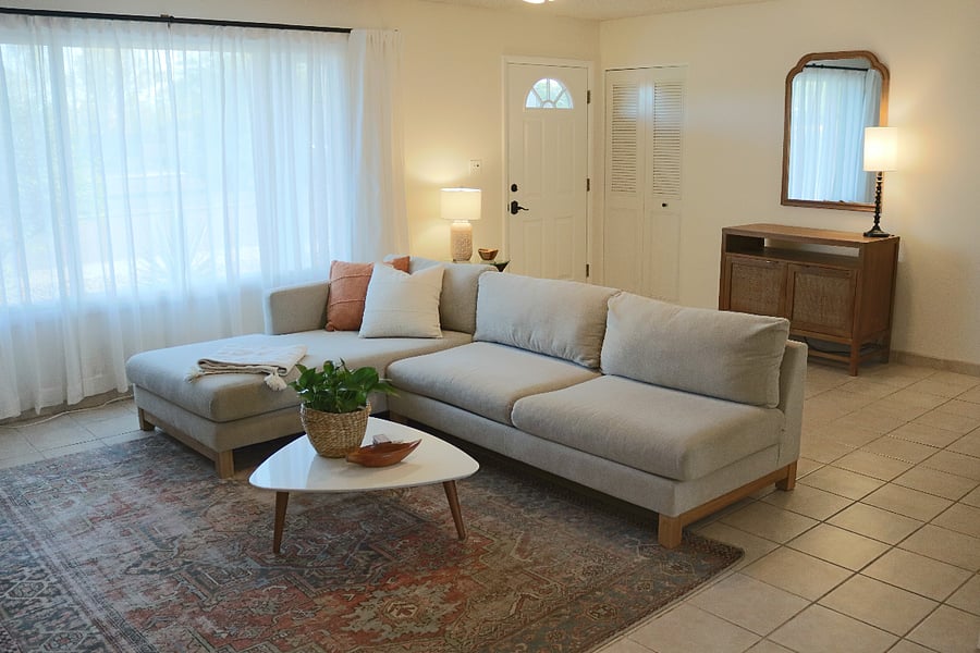 living room and front door
