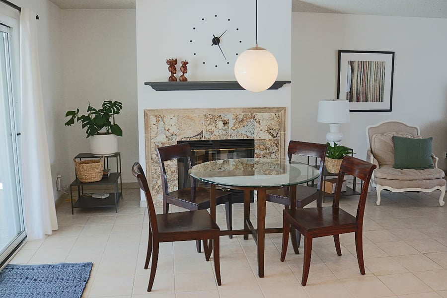 dining room and gas fireplace