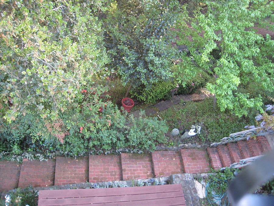 private entrance on the forest side to the garden unit