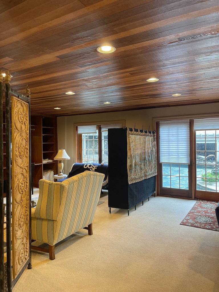 view of the bedroom area from the kitchen