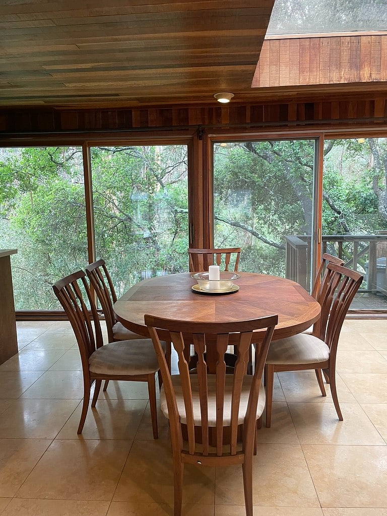 kitchen table under skylight