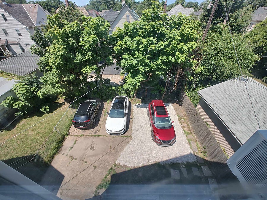 1 parking spot in the rear of the property