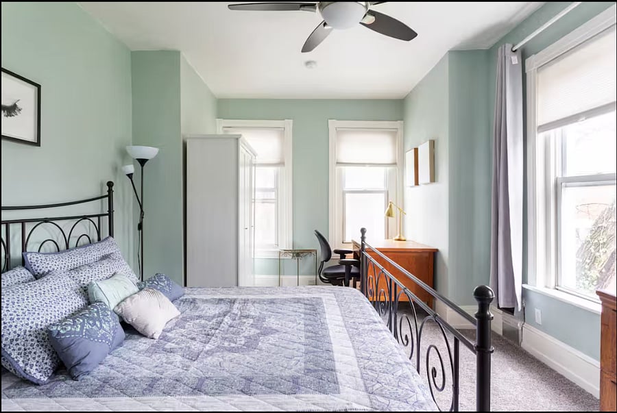 2nd Floor Rear Bedroom - King Size bed; non-shared bathroom available