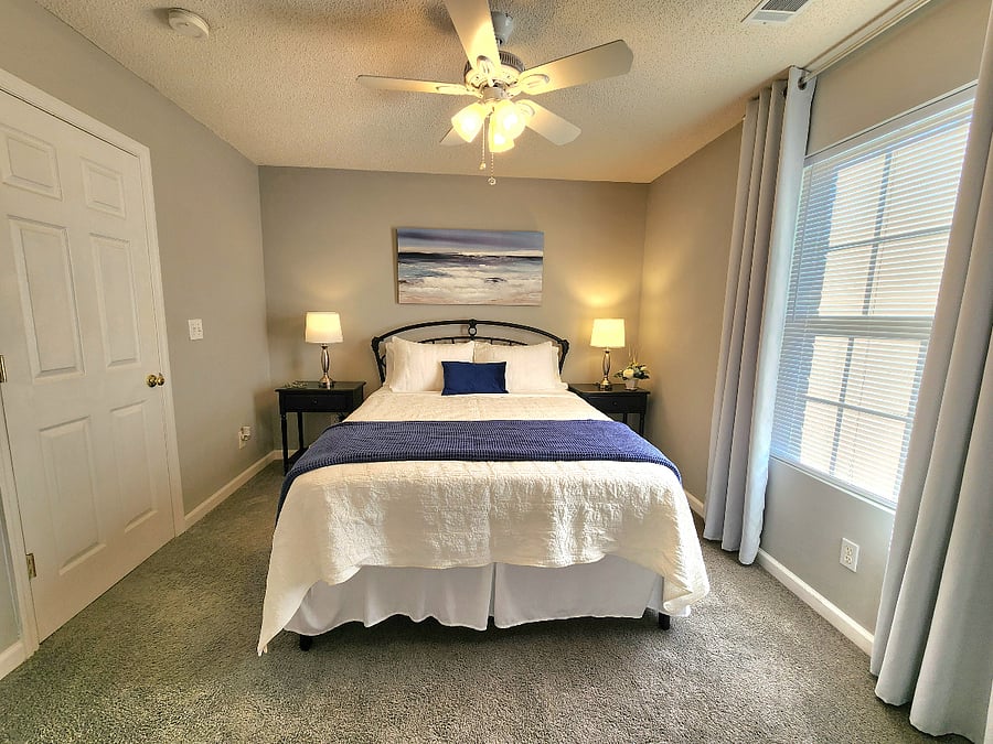 Bedroom 2 w/blackout curtains