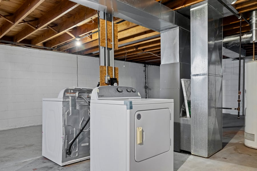 Washer and dryer located downstairs. 