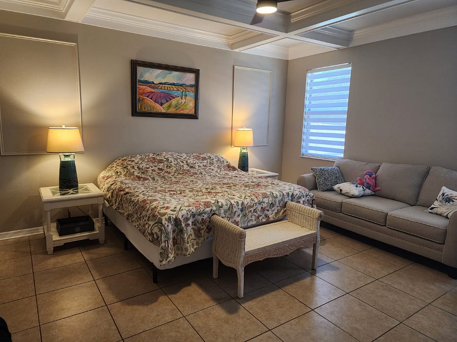 Primary bdrm with pull-out sofa