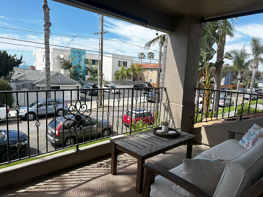 Private Balcony with overhead heaters.