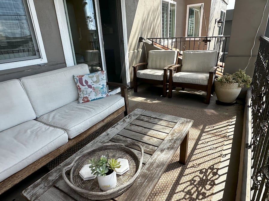 Private Balcony with overhead heaters.
