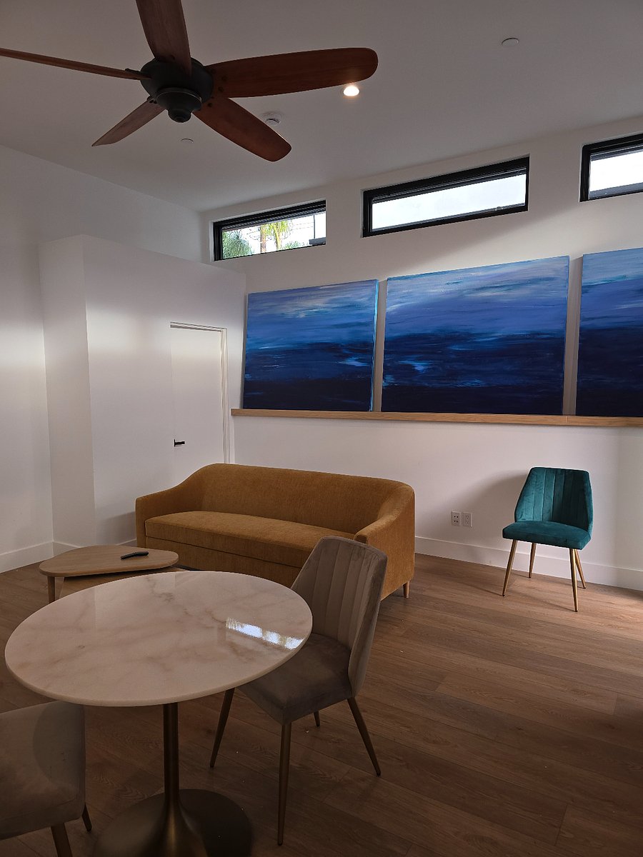 New couch and dining area