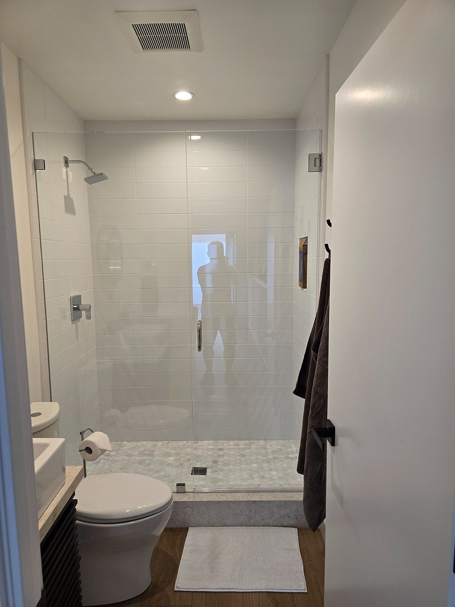 Bathroom Shower, tiled floor