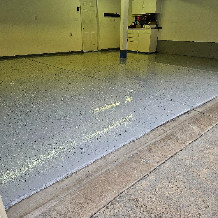 Garage 2 1/2 car new epoxy floor